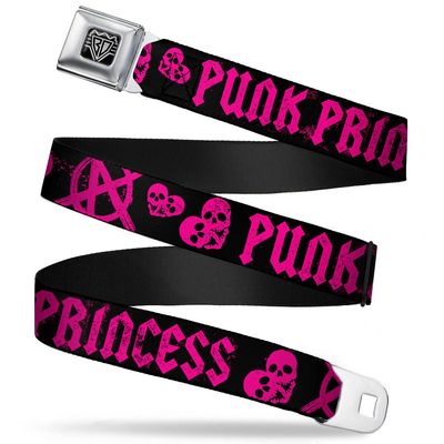 Buckle-Down Seatbelt Belt - Punk Princess Black/Fuchsia - 1.5" Wide - 32-52 Inches in Length