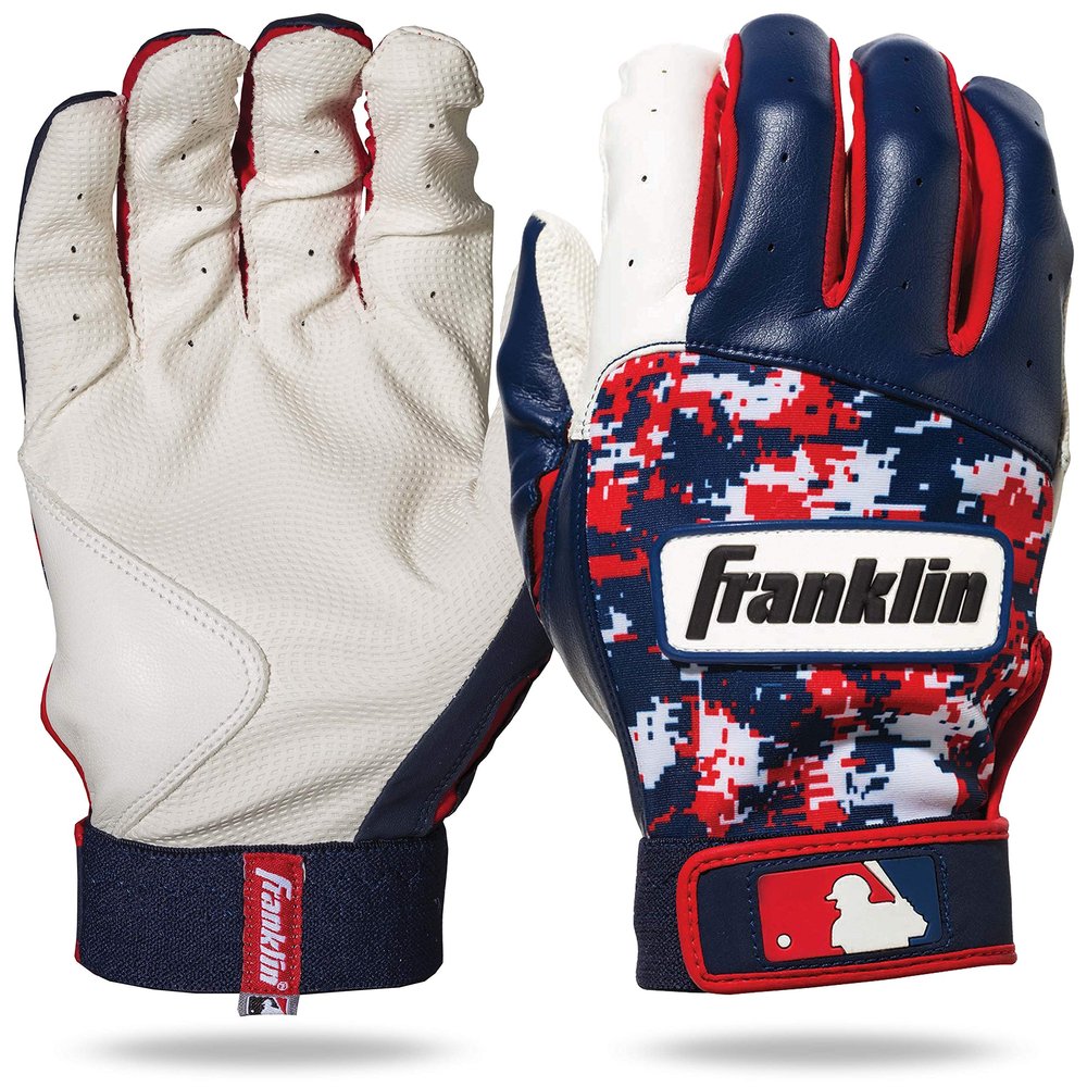Franklin Sports MLB Digi Camo Batting Gloves, White/Navy/Red, Small