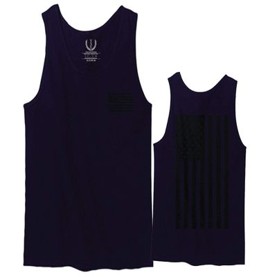 0021. Vintage American Flag United States of America Military us USA Patriotic Style Men's Tank Top (Navy Blue, Small)