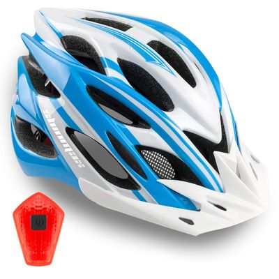 Bike Helmet Men Women, Shinmax Bicycle Helmet with Rear Light and Detachable Sun Visor Backpack,Lightweight Mountain Bike Helmet Size Adjustable Cycling Helmet for Adults Youth Road Bike Helmet