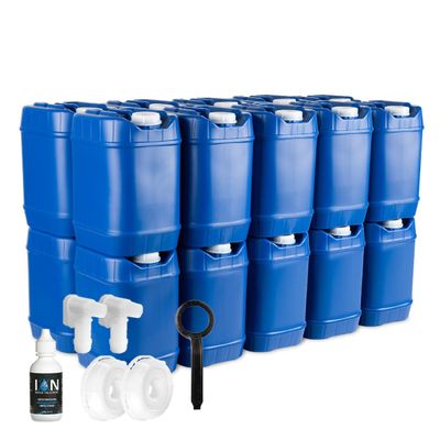 Saratoga Farms 5-Gallon Stackable Water Storage Containers with Lids, Emergency Water Storage Kit Including Spigots and Water Preserver Bottles, 100 Gallons