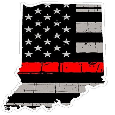 Indiana State (C15) Thin Red Line Vinyl Decal Sticker Car/Truck Laptop/Netbook Window 5" Inch- by CustomDecal US