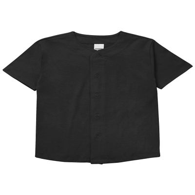 Hat and Beyond Kids Baseball Button Down Jersey (2X-Small, 5ks02_Black)