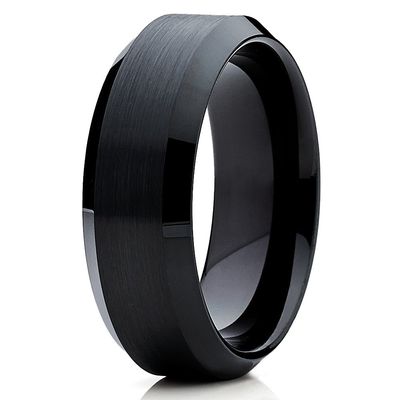 Silly Kings 8mm Black Tungsten Carbide Wedding Ring Brushed Finish Band Comfort Fit Mens Womens 9