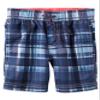 Carter's Boys' Plaid Swim Trunks, Blue (12 Months) view 1