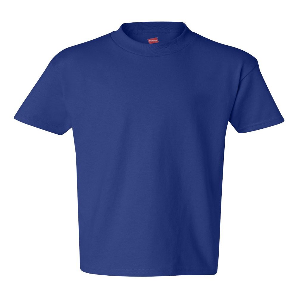 Hanes Authentic TAGLESS Boys' Cotton T-Shirt_Deep Royal_M