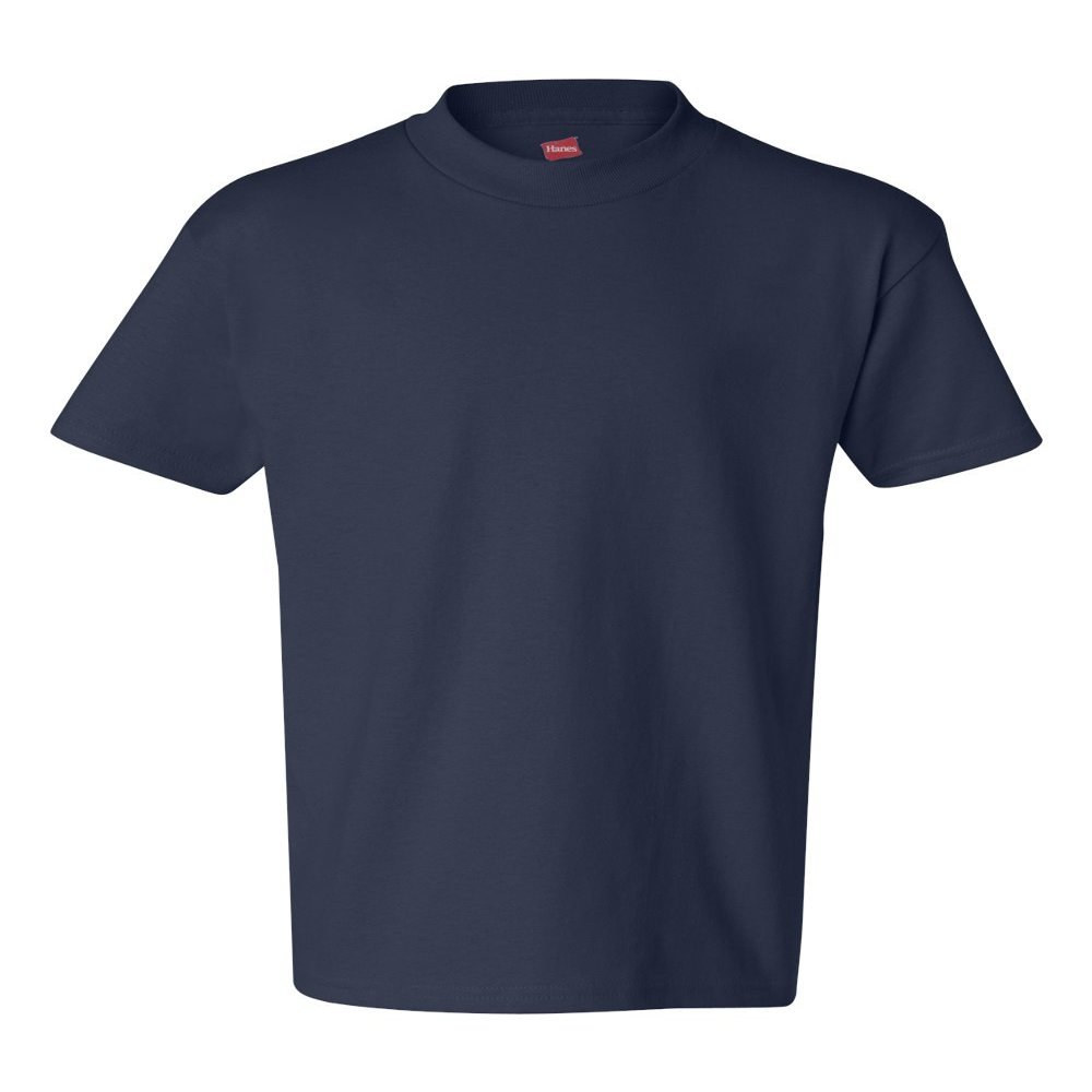 Hanes Authentic TAGLESS Boys' Cotton T-Shirt_Navy_L