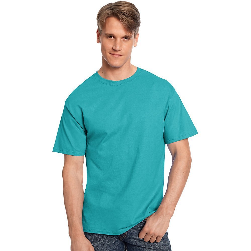 Hanes TAGLESS T-Shirt_Teal_S