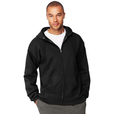 Hanes Men's Ultimate Cotton Heavyweight Full Zip Hoodie_Black_2XL
