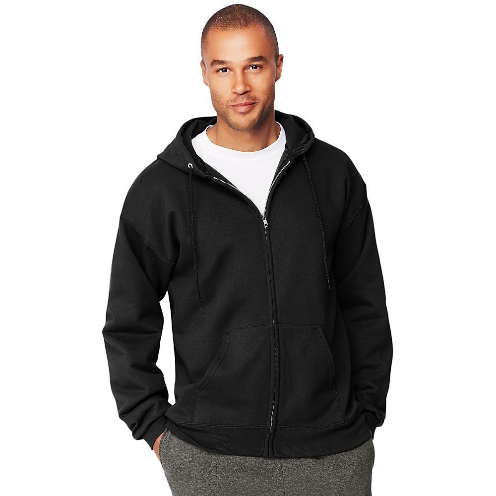 Hanes Men's Ultimate Cotton Heavyweight Full Zip Hoodie_Black_2XL