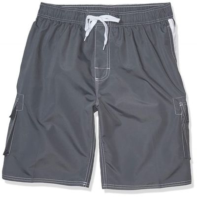 Asbury Threadz Men's Mako Core Performance Elastic Waist Swim Trunk, Charcoal, Small