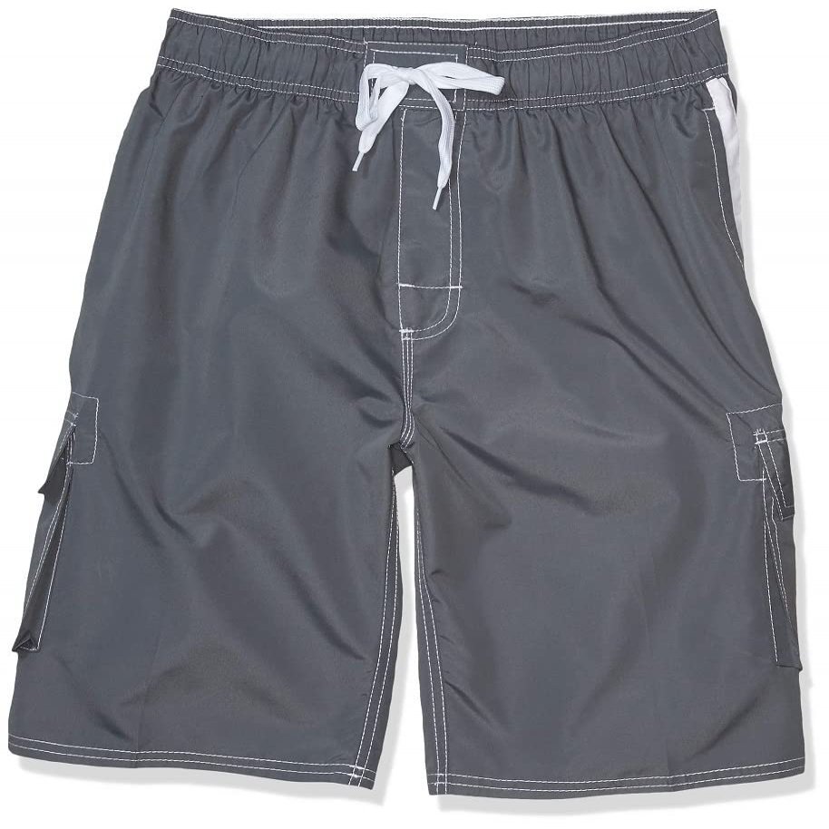 Asbury Threadz Men's Mako Core Performance Elastic Waist Swim Trunk, Charcoal, Small
