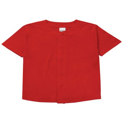 Kids Baseball Button Down Jersey (Medium, 5ks0X_red)