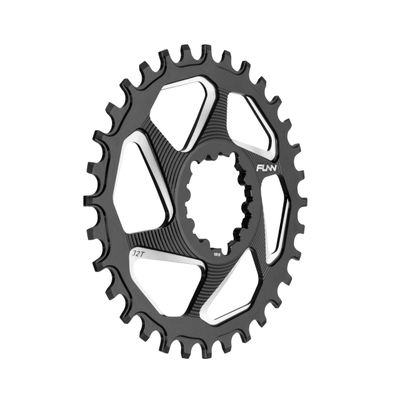 Funn Solo DX Narrow Wide Chainring for 9 10 11 12 Speed Chain, Fits SRAM Direct Mount Interface Crankset, 6mm Offset, Single Speed Bike Chain Ring for MTB, BMX Bike and Road Bike (32T, Black)