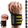 Fitgriff Wrist Wraps for Weightlifting (18") Heavy-Duty Support for Gym, Bench Press, and Pushups (1 Pair) - for Men and Women (Black/Yellow) view 1