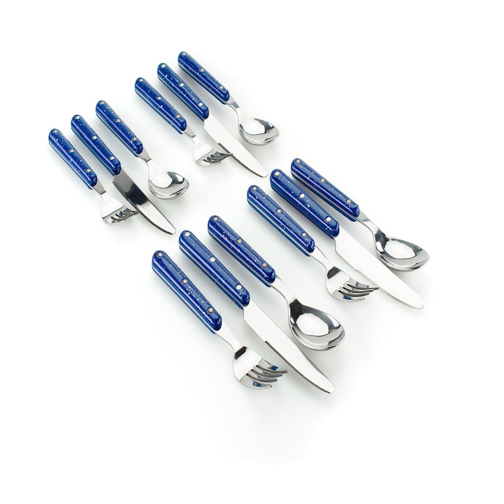 GSI Outdoors Pioneer 12 Piece Cutlery Set, Camping Flatware - Blue
