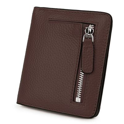 AINIMOER Small Leather Wallet for Women, Ladies Credit Card Holder RFID Blocking Women's Mini Bifold Pocket Purse, Coffee