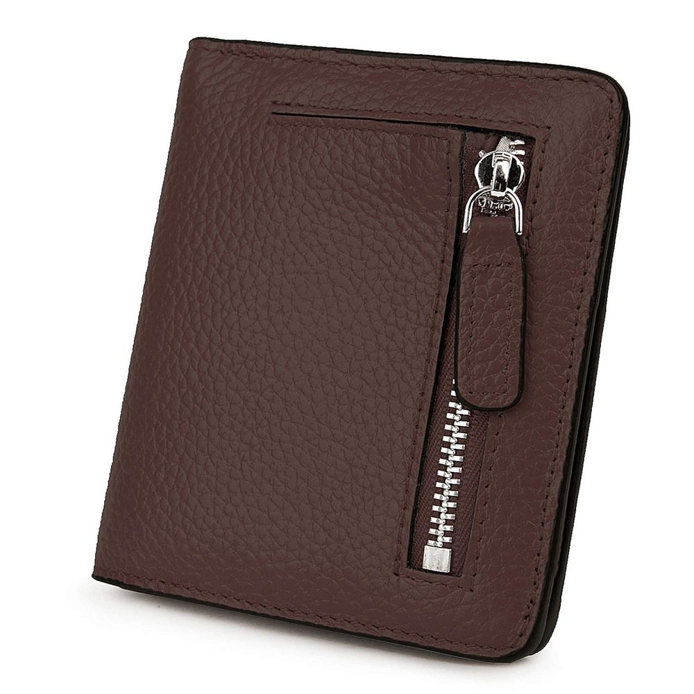 AINIMOER Small Leather Wallet for Women, Ladies Credit Card Holder RFID Blocking Women's Mini Bifold Pocket Purse, Coffee
