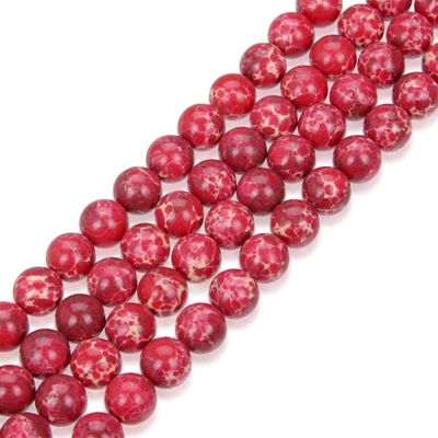 1 Strand Adabele Natural Rose Red Impression Aqua Terra Jasper 8mm Round Loose Beads Sea Sediment Gemstone Spacer for Craft Jewelry Making (45-47pcs) GX5-8