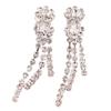 Grace Jun Bridal Silver Plated Rhinestone Crystal Long Tassel Clip on earrings Non Piercing for Women (52) view 1