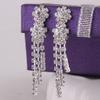 Grace Jun Bridal Silver Plated Rhinestone Crystal Long Tassel Clip on earrings Non Piercing for Women (52) view 3