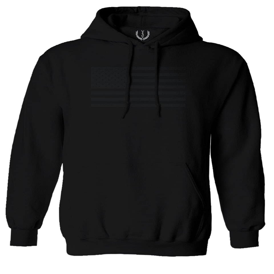 0023. United States of America Vintage American Flag USA us Military Patriotic Style Sweatshirt Pullover Hoodie (Black, Large)