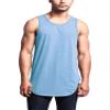 VICTORIOUS Solid Color Long Length Curved Hem Tank Top TT47 - Sky Blue - Small - G14B view 1