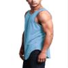 VICTORIOUS Solid Color Long Length Curved Hem Tank Top TT47 - Sky Blue - Small - G14B view 3