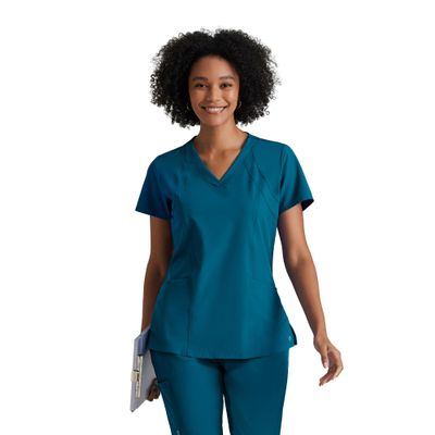 BARCO One Racer Classic Fit Scrub Top for Women  Bahama, 4-Pocket V-Neck Scrub Shirt w/ 360 Spandex Stretch, Moisture Wicking, Anti-Static and Quick-Shed  3XL, Regular Fit