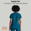 BARCO One Racer Classic Fit Scrub Top for Women  Bahama, 4-Pocket V-Neck Scrub Shirt w/ 360 Spandex Stretch, Moisture Wicking, Anti-Static and Quick-Shed  3XL, Regular Fit view 4