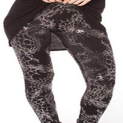 Sister Amy Women's Digital Animal Printed Ankle Elastic Tights Legging Cobweb US S