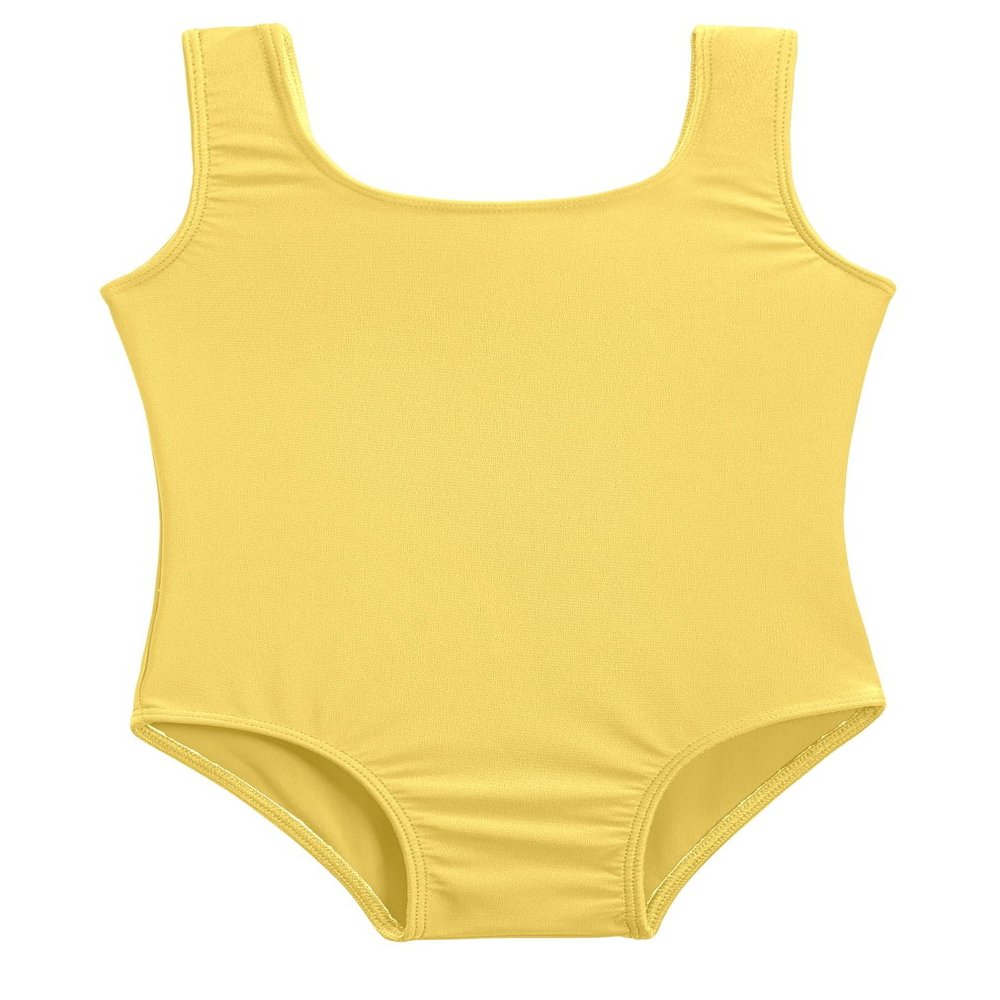 City Threads Girls One Piece Swimsuits UPF 50+, Made in the USA Swimwear, Girls Bathing Suits (Yellow, 18-24 Months)