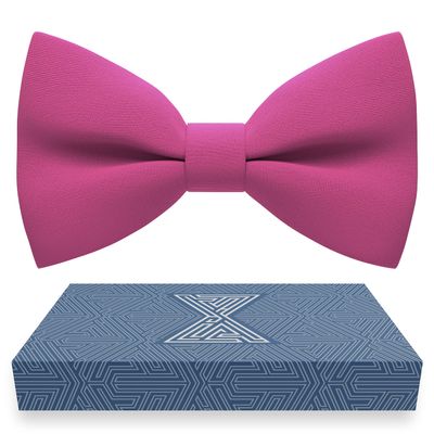 Bow Tie House Men's Classic Pre-Tied Bow Tie Formal Solid Tuxedo (Large, Hot Pink)