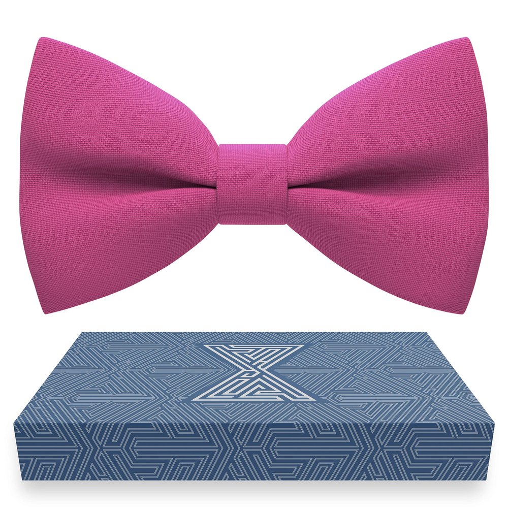 Bow Tie House Men's Classic Pre-Tied Bow Tie Formal Solid Tuxedo (Large, Hot Pink)