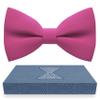 Bow Tie House Men's Classic Pre-Tied Bow Tie Formal Solid Tuxedo (Large, Hot Pink) view 1