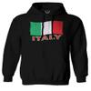 0039. Italia Vintage Distressed Italy Italian National Flag Sweatshirt Pullover Hoodie (Black, X-Large) view 1