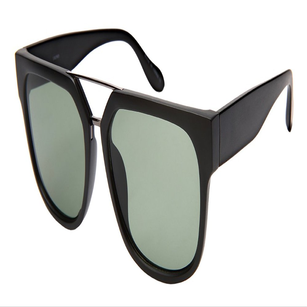 Edge I-Wear Sleek Square Double Nose Bridge Sunnies w/Flat Lens 1302WD-FLSD-2(M.BLK.g15)
