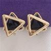 Gold Plated Rhinestone Crystal Double Triangle Clip on Earrings for Women Fine Jewelry No Pierced Earrings (Black) view 4