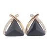 Grace Jun Fashion Bridal Rhinestone Crystal Triangle Shape Clip on Earrings Non Piercing for Women Ear Clip (Black) view 1