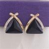 Grace Jun Fashion Bridal Rhinestone Crystal Triangle Shape Clip on Earrings Non Piercing for Women Ear Clip (Black) view 4