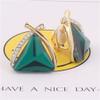 GRACE JUN Fashion Bridal Rhinestone Crystal Triangle Shape Clip on Earrings Non Piercing for Women Ear Clip (Green) view 4