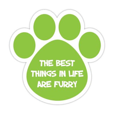 (5 Stickers Combo Deal) Dog Paw Shaped Bumper Sticker Decal: The Best Things in Life are Furry 5"X 5"