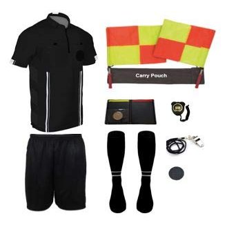 New! 2018 Pro Soccer Referee Package (11 Piece) (Black, Adult Small)