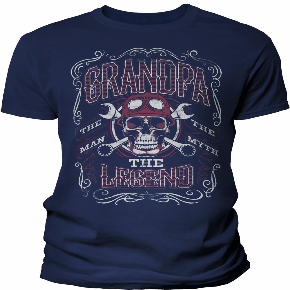 Grandpa The Man The Myth The Legend - Grandpa Shirt for Men - Navy-4X
