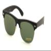 Classic Half Rim Round Vintage Retro Sunglasses (Matte Black, Green) view 1