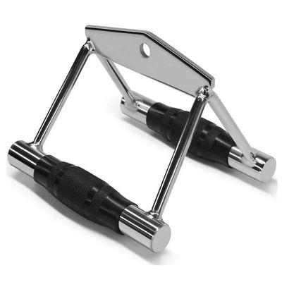 FITNESS MANIAC Home Gym Cable Attachment Handle Machine Exercise Chrome PressDown Combo Set (Double D Rubber)