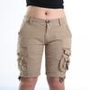 FOURSTEEDS Women's Casual Loose Fit Multi-Pockets Camouflage Twill Bermuda Cargo Shorts with Belt US 4 Khaki view 2