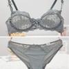 Lefox Women's Lumiere Lace Unlined Balconette Bra and Panty Set - (Gray 34C) view 4