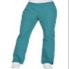 Cherokee Women's Mid Rise Straight Leg Pull-on Pant, XX-Small Petite, Teal Blue view 2