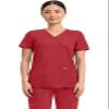Cherokee Scrubs Top for Women Mock Wrap with 3 Pockets, Soft, 2-Way Stretch & Durable Fabric - WW610, L, Red view 1